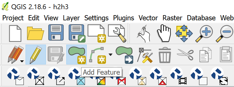 Selección de Toggle Editing (lápiz) y Add Feature.