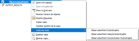 Menú contextual de ObservationPoints