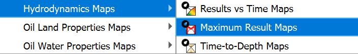 Menú de Maximum Result Maps para OilFlow2D