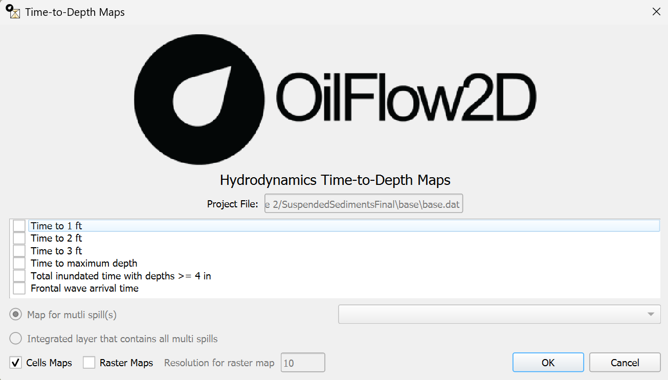 Diálogo de Time-Depth para OilFlow2D