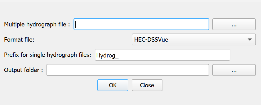 Diálogo Multi-hydrograph to Single-hydrograph Files