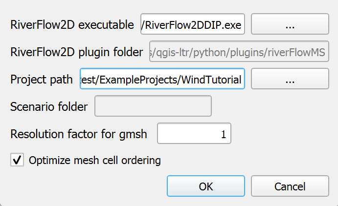 Diálogo de configuración de OilFlow2D