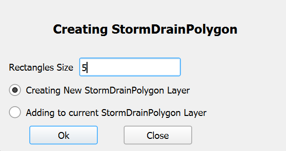 Diálogo Create StormDrainPolygon