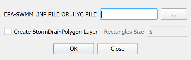 Diálogo Import EPA-SWMM File