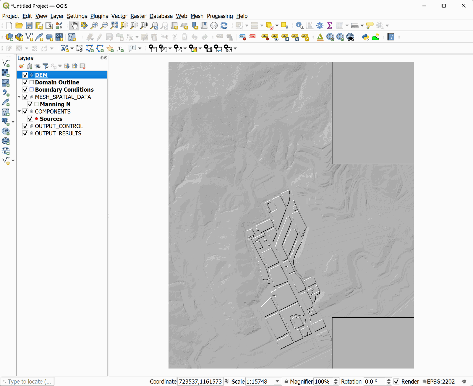 Digital elevation model in raster format.