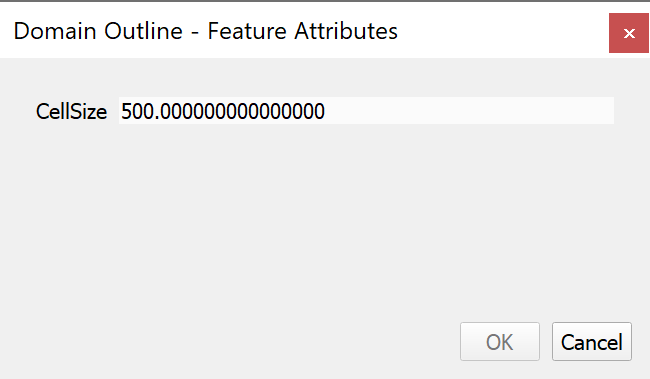 Input of attributes for the Domain Outline layer.