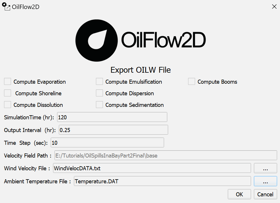 Diálogo Export OILW.