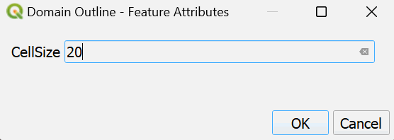 Domain Outline Feature cellsize input dialog box.