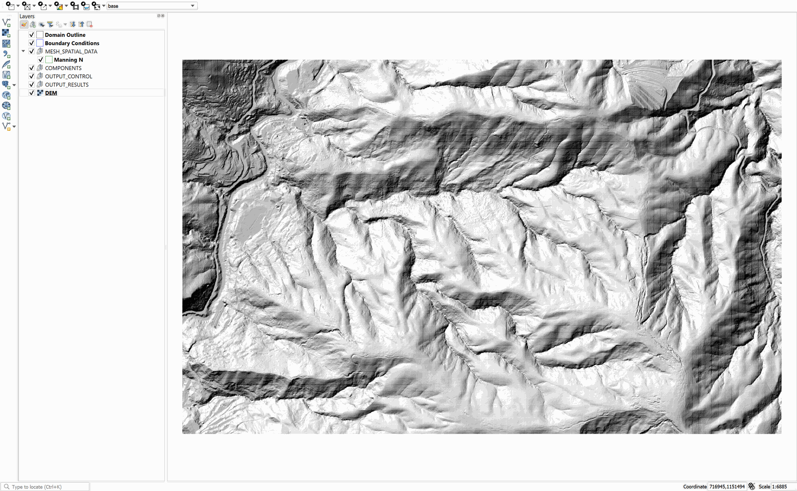 QGIS Layout after adding the DEM.