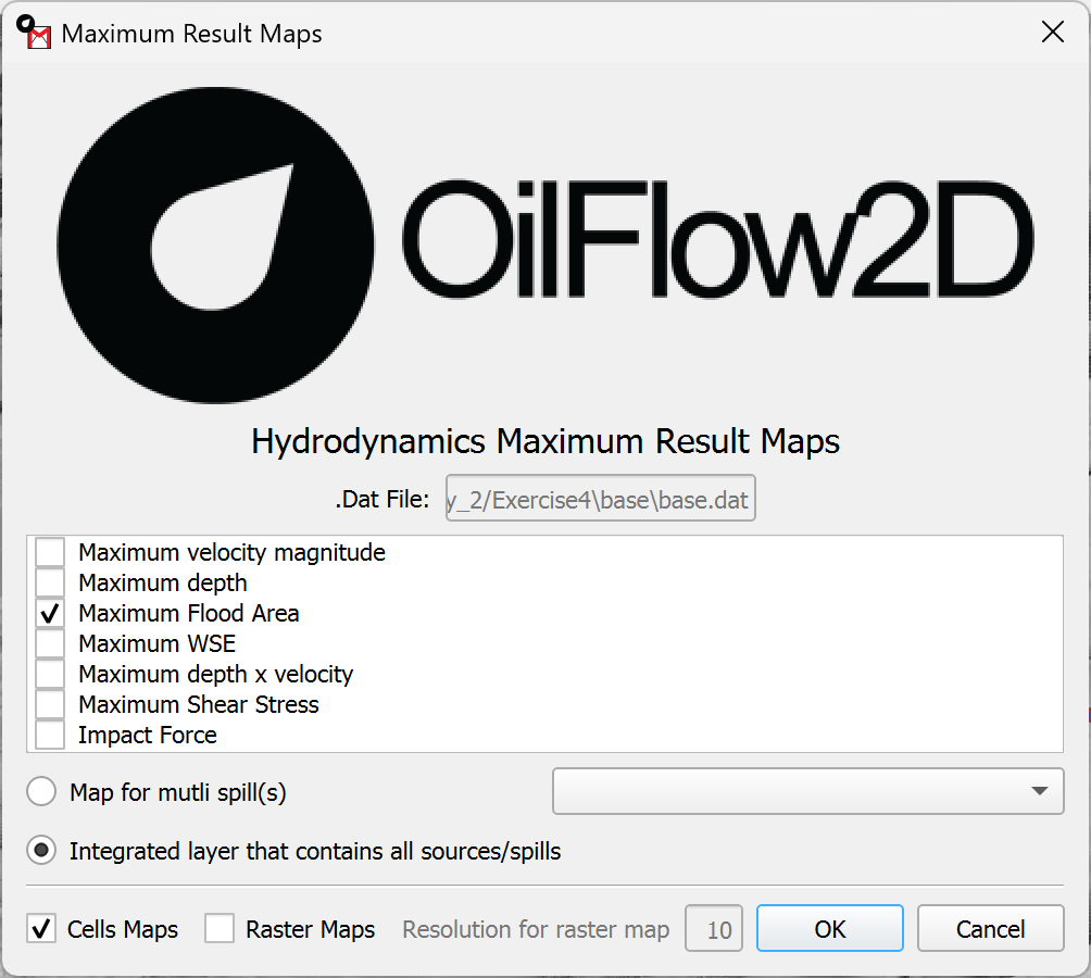 Maximum Result Maps window.