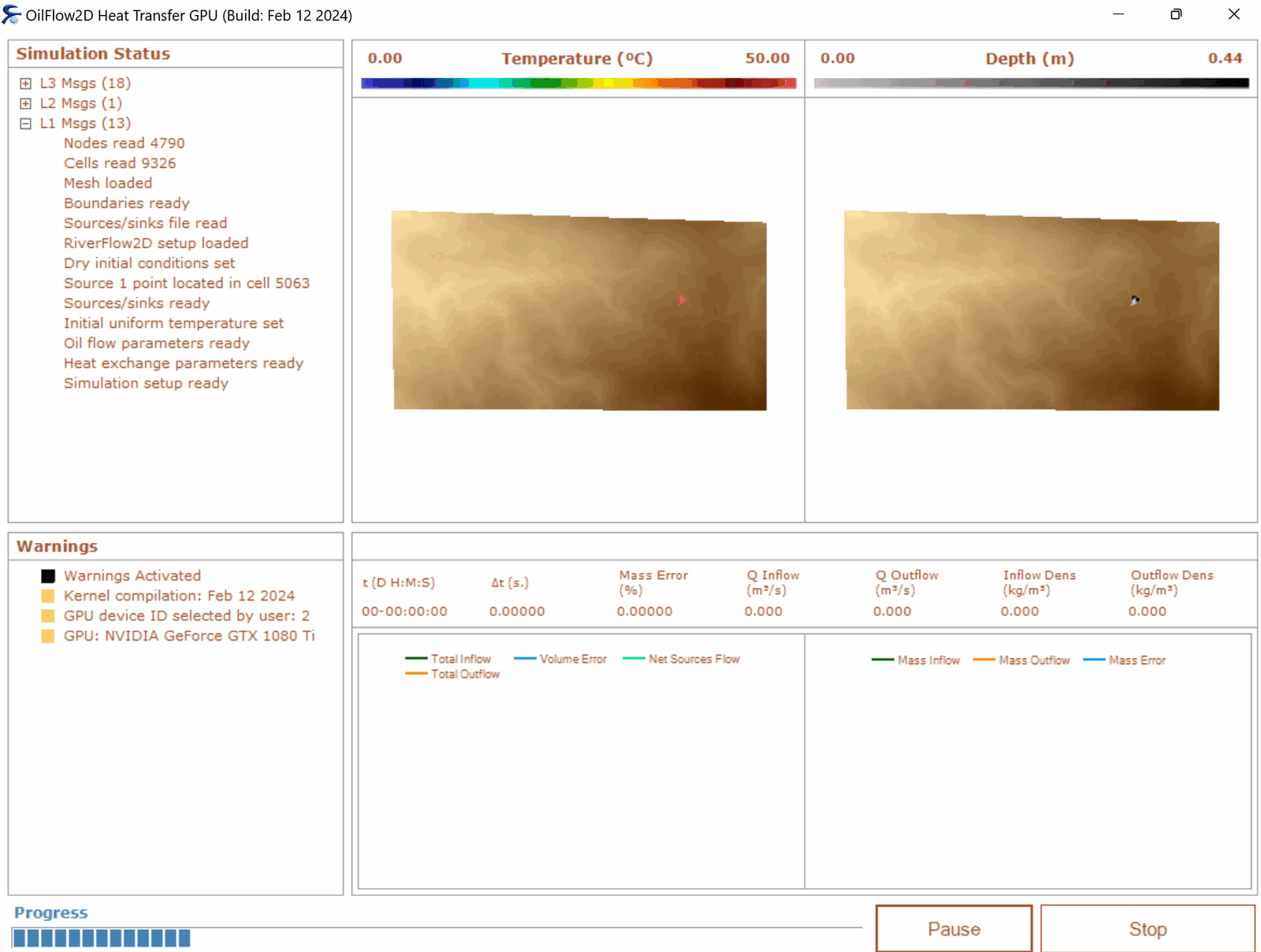 OilFlow2D model window.